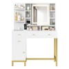 25.6" LED Makeup Vanity Desk, Lighted Mirror, Charging Hub & Storage, White+Gold - 4 of 4