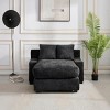 Lazy Sofa Couch Chaise Lounge Single Sofa Cloud Sleeper Sofa Corduroy/Chenille Upholstered Accent Chair Daybed, Beige/Black/Green/Blue-ModernLuxe - 2 of 4