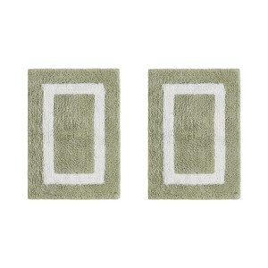 Hotel Bath Rug 100% Premium Cotton Tufted Weave Two Tone Reversible 2 Piece Bathroom Rug Set, Super Soft & Water Absorbent, Machine Washable Bathmat - 1 of 4