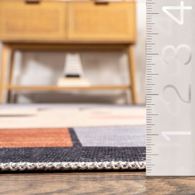 Blue Kids Washable Non-Slip Synthetic Area Rug