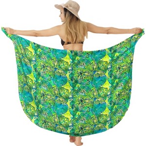 HAPPY BAY Women's Vacation Swimsuit Holiday Swimwear Bathing Suit Sarong Wraps Pareo Bathingsuit One Size Leafs Green - 1 of 4