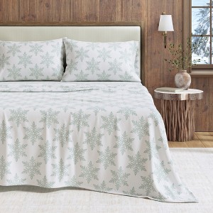 100% Cotton Lodge Print Flannel Sheet Set - Great Bay Home - 1 of 4