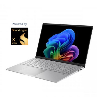 ASUS Vivobook S 15 15.6" 3K 120Hz OLED Copilot+ PC Qualcomm Snapdragon X Elite X1E with Qualcomm AI Engine 16GB LPDDR5x 1TB SSD Cool Silver