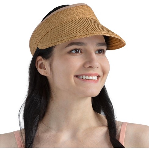 Sun Cube Womens Sun Visor Hat, Beach Straw Roll Up Ponytail Hat, Wide Brim  Sun Hat For Summer Uv Protection Foldable : Target