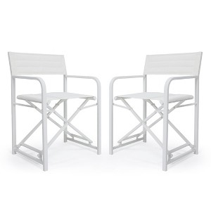 Aoodor Outdoor Patio 2-Pack 34" Director's Chairs - Portable Bar Height Seating with Folding Aluminum Frame, 246 lbs Capacity - 1 of 4