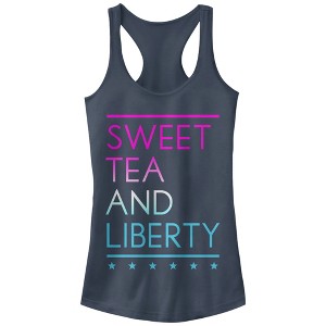 Juniors Womens CHIN UP 4th of July Sweet Tea and Liberty Racerback Tank Top - 1 of 3