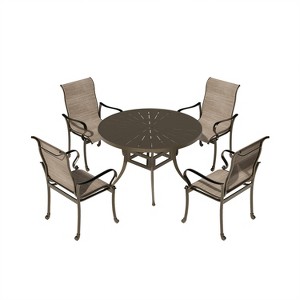 Mondawe 5 Pieces Outdoor Patio Dining Set with 48 in W Round Dining Table and 4 Armchairs - 1 of 4