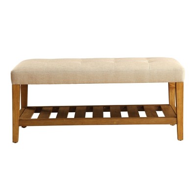 NicBex Modern 40.5" Bedroom Bench Wood Accent Stools with Open Shelf for Bedroom and Entryway