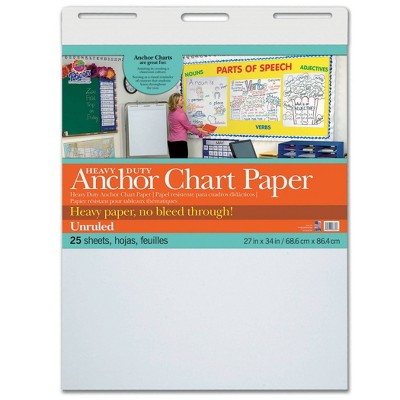25 Sheets 27" x 34" Heavy Duty Anchor Chart Paper Unruled White - Pacon