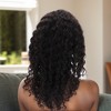 Unique Bargains Women's Medium Wave Curly Long Hair Wig 13x4in 150 Real Human Hair Black 1 Pc - 3 of 4