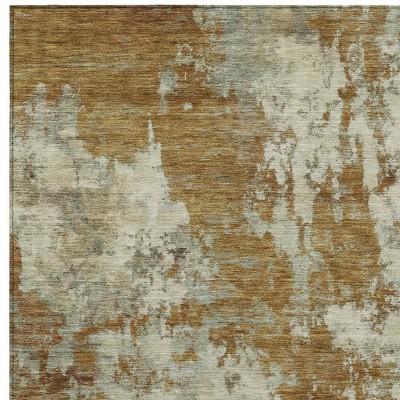 HomeRoots 10' X 14' Terra Cotta And Beige Abstract Washable Indoor Outdoor Area Rug