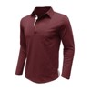 Coolmee Men's Casual Long Sleeve Polo Shirts Cotton Polos T Shirt Classic Button Collared Golf Shirt with Pocket - 2 of 4