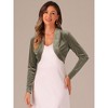 INSPIRE CHIC Women's Long Sleeve Cocktail Party Open Front Cropped Velvet Bolero Shrugs - 2 of 4