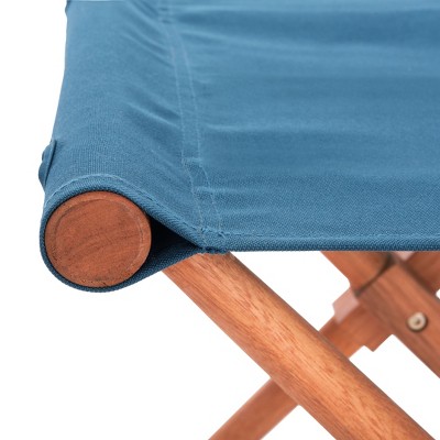 Breanne 17'' Brown and Navy Eucalyptus Folding Stools, Set of 2