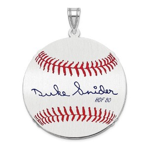 Black Bow Jewelry Sterling Silver Duke Snider Signature LG Enamel Baseball Pendant - 1 of 4