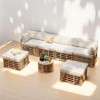 7-Piece Modular Wicker Sofa Set with Removable Cushions, Adjustable Feet, and Round Coffee Table for Outdoor Spaces - 2 of 4