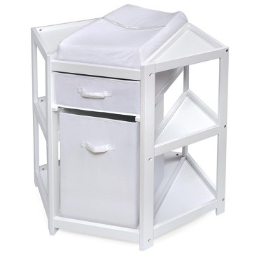 Badger Basket Diaper Corner Baby Changing Table with Hamper and Basket