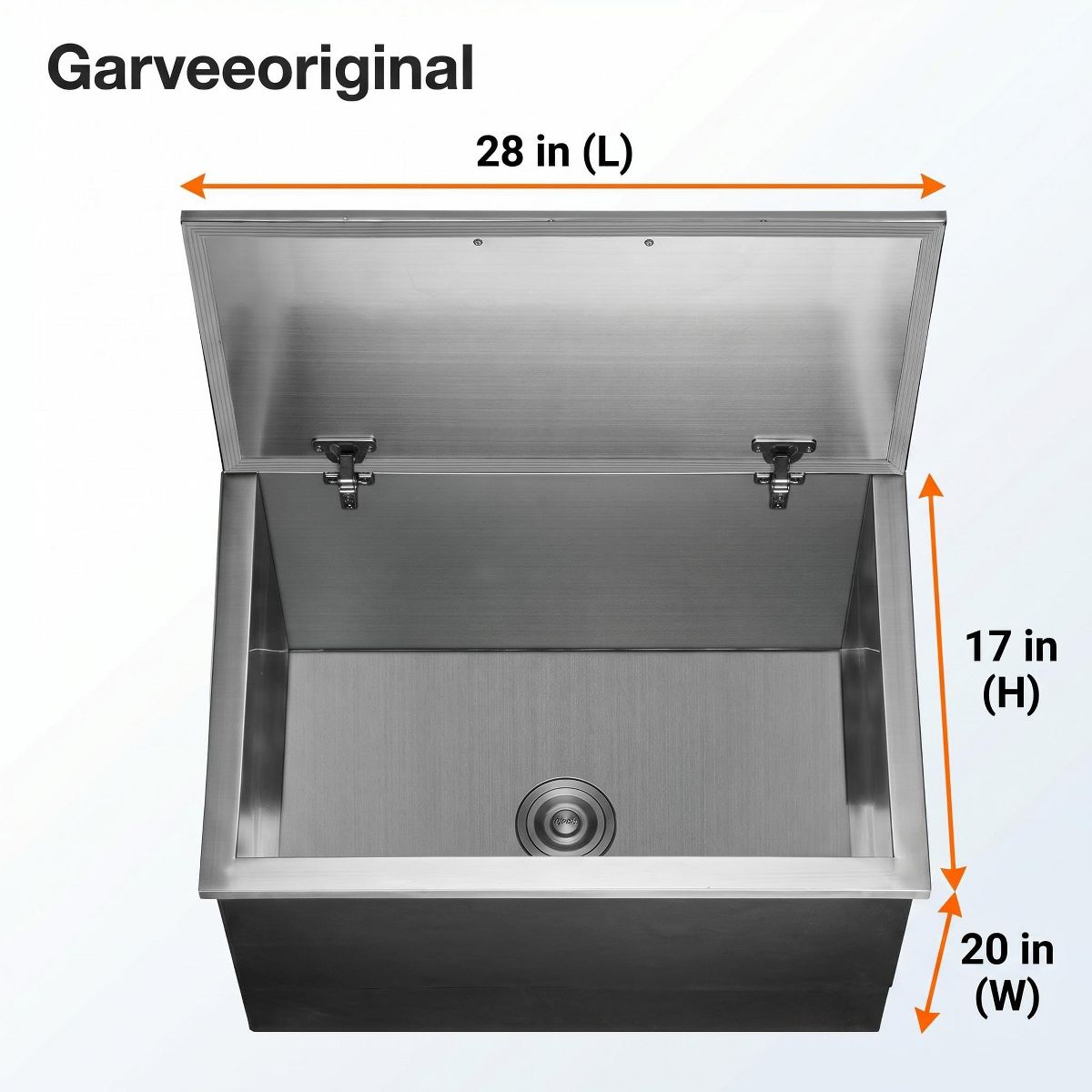 Drop In Stainless Steel Ice Cooler Bin with Lid and Drain Hole, Insulated Ice Storage Container - thumbnail 4