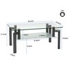 Syemin Rectangular Side Table Set, Two-Layer Coffee Table with Tempered Glass Top for Modern Living Room, Black, 39.1"*23.4"*17.1" - 3 of 4