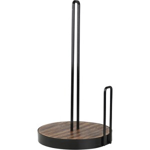 Enlea Farmhouse Paper Towel Holder for Kitchen Countertop, Wooden and Wire Countertop Paper Towel Holder - Great for Jumbo Family Size Rolls - 1 of 2
