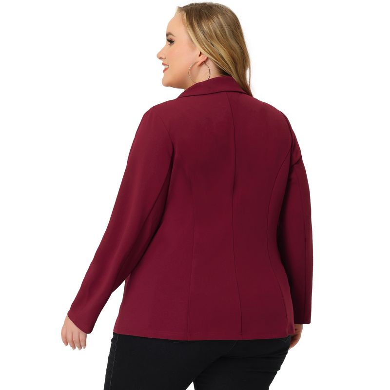 Agnes Orinda Women's Plus Size Button Down Notched Lapel Office Blazers, 4 of 7