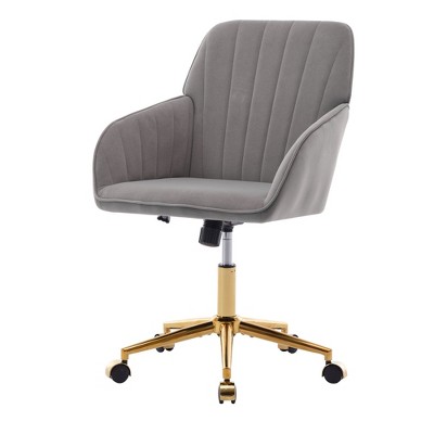 NicBex Adjustable Height Ergonomic Home Office Chair with Golden Metal Base and Wheels for Work Study Vanity,Bedroom