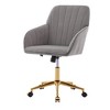 CAVINAS Adjustable Swivel Office Chair, Ergonomic Office Chair with Golden Metal Base and Wheels for Work Study Vanity - 2 of 4
