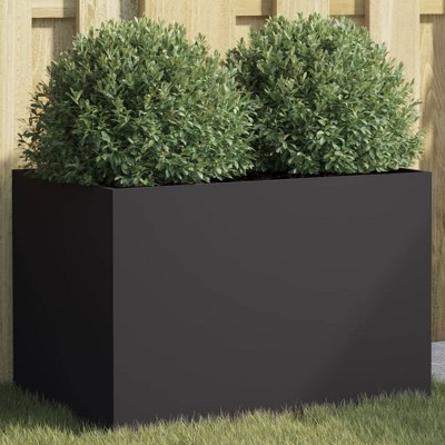 Aghana Digitals Black Minimalist Cold-Rolled Steel Planter: Indoor/Outdoor Rectangular