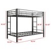 SeaCamel ‌Vintage Brown Twin-over-Twin Metal Bunk Bed - Heavy Duty, Space-Saving Design with Double Safety Guard Rails - 3 of 4