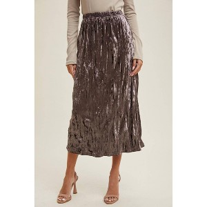 Women's Crinkled Velvet Midi Skirt - WISHLIST - 1 of 2