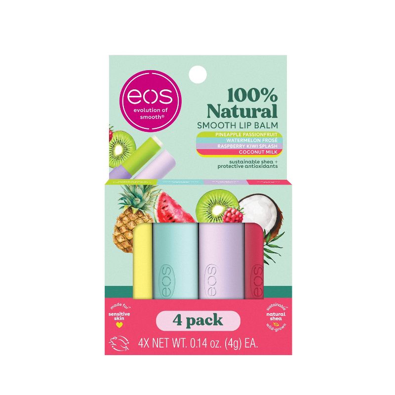 eos 100% Natural Fruity Lip Balm Variety Pack - 0.56oz/4pk, 1 of 8