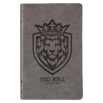 KJV Holy Bible, Gift Edition for Boys King James Version, Faux Leather Flexible Cover, Charcoal Gray Lion Emblem - (Leather Bound)