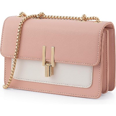 Paaaawaters Color-Block Crossbody Bags for Women Leather Cross Body Purses Cute Designer Handbags Shoulder Bag