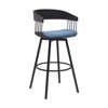 HomeRoots 31" Blue and Black Fabric with Metal Swivel Bar Height Bar Chair - 4 of 4