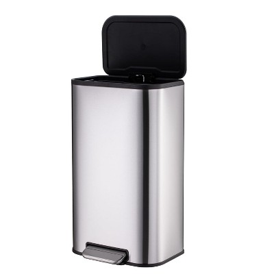 homfan 50L Trash Can, Slim Rectangular Step-On Stainless Steel Garbage  Soft-Close Lid, Anti-Fingerprint Surface