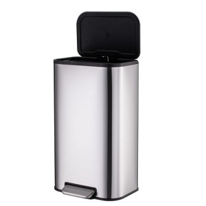 homfan 50L Trash Can, Slim Rectangular Step-On Stainless Steel Garbage  Soft-Close Lid, Anti-Fingerprint Surface - 1 of 4