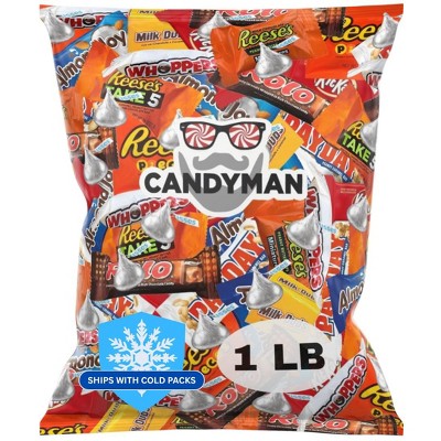 CANDYMAN 1 Pound Gift Box Mix of Chocolate, Individually Wrapped Assorted Bulk Candy Chocolates Variety Pack