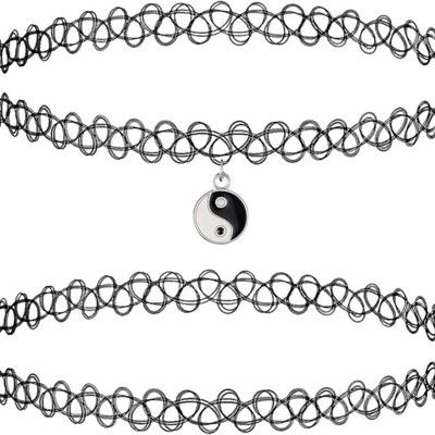 Attop 2-Piece Tattoo Choker Set - Black Choker-Stretch Necklace
