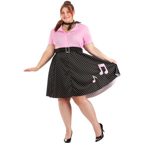 Halloweencostumes.com 4x Women Plus Size Sock Hop Cutie Costume, Black/pink  : Target