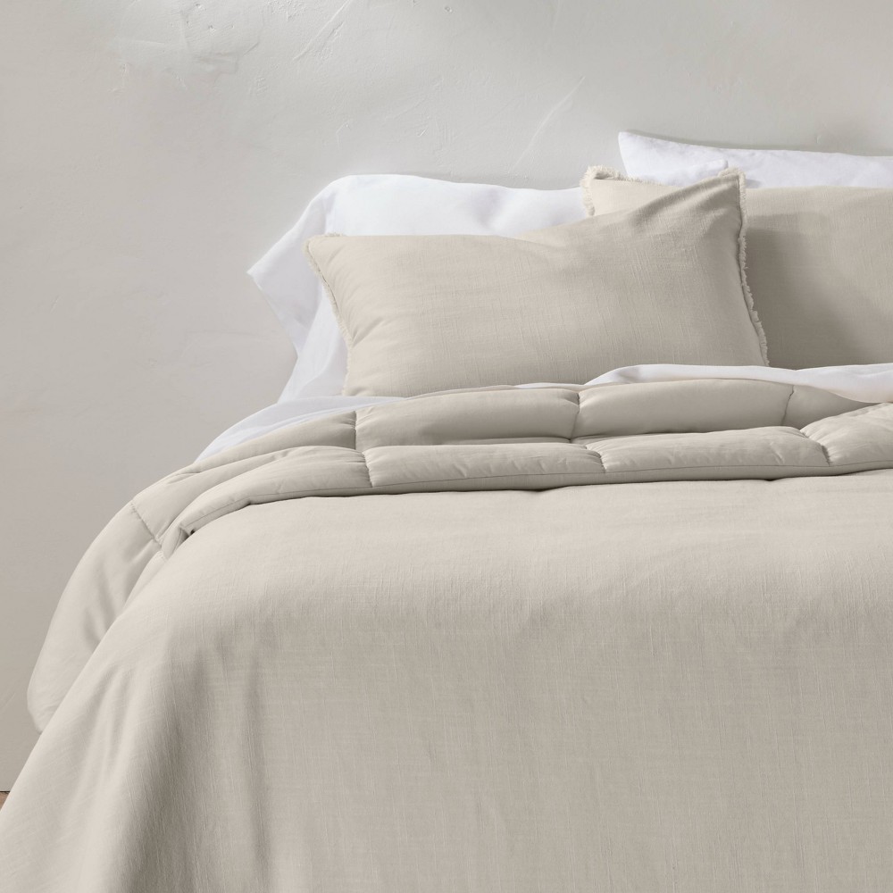 Photos - Duvet Full/Queen Heavyweight Linen Blend Comforter & Sham Set Natural - Casaluna