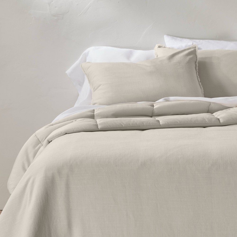 Full/Queen Heavyweight Linen Blend Comforter & Sham Set Natural - Casaluna™