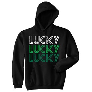 Feelin Lucky Adult Hoodie Funny St. Paddys Days Parade Four Leaf Clover Luck Joke Hooded Sweatshirt - Crazy Dog Hoodie - 1 of 4