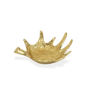 HomeRoots 10" Gold Antler Cast Iron Vanity Tray - 1 of 4