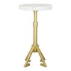 HomeRoots 22" White And Gold Marble And Iron Round Pedestal End Table - 4 of 4