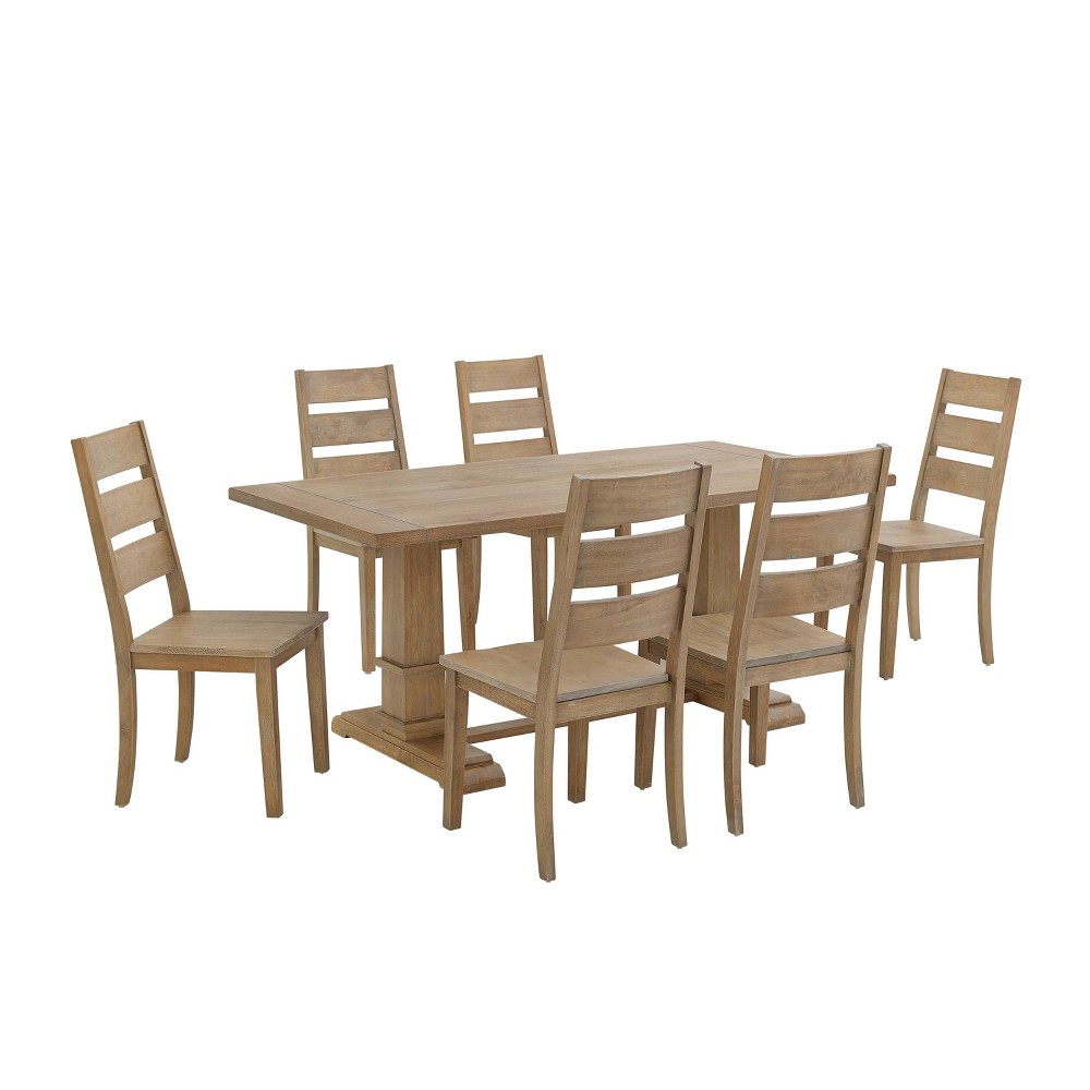 Photos - Dining Table Crosley 7pc Joanna Dining Set with 6 Ladder Back Chairs Rustic Brown  
