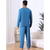 INSPIRE CHIC Men's Long Sleeve Soft Crew Neck Solid Color Casual Pajamas Set - 3 of 4