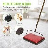 Manual Carpet Sweeper with Triple Brush, Non-Electric Multi-Surface Floor Cleaner for Easy Sweeping on Carpeted Floors (Red) - 2 of 4