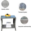 Vynxaria Patio Coffee Tables - 19.25" Grey Wicker Outdoor Table with Tempered Glass - 4 of 4