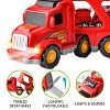 6PC Transport Carrier Truck with 5 Fire Rescue Diecast Vehicle Toys, Car Toy Set with Light and Sounds, Car Carrier Trailer for kids 3 4 5 6 Years Old - 3 of 4