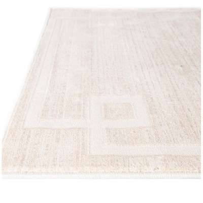 Beige Geometric Rectangular 8' x 10' Stain-Resistant Area Rug